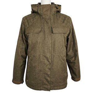 Trilogy Women Powderroom Snowboard Winter Ski 3in1 Khaki Jacket Waterproof Sz M